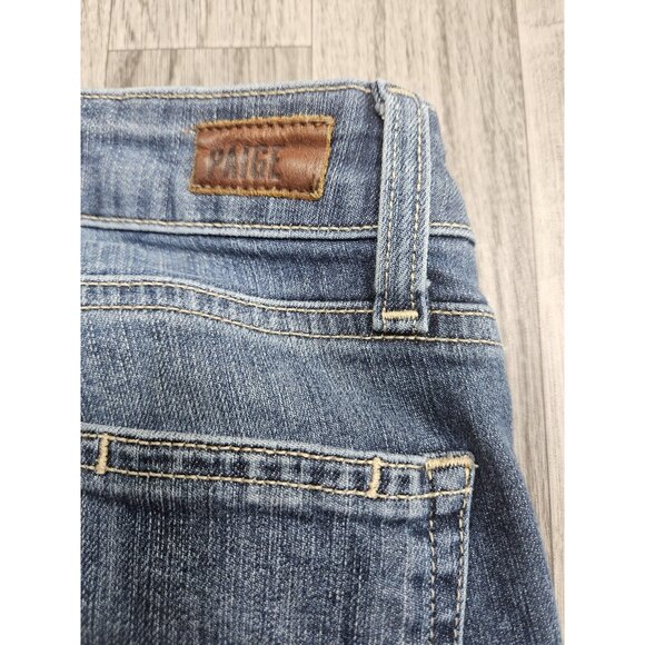 Paige Verdugo Crop Jeans Womens 26 Blue Distressed Raw Hem Skinny Denim Stretch - Picture 5 of 13